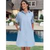 imageANRABESS Womens Button Down Shirt Dress Summer Short Sleeve Business Casual Shift Dresses with Pockets 2025 TrendyLight Blue