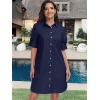 imageANRABESS Womens Button Down Shirt Dress Summer Short Sleeve Business Casual Shift Dresses with Pockets 2025 TrendyNavy Blue