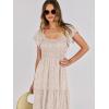 imageANRABESS Womens Casual Summer Maxi Dress Flutter Short Sleeve Scoop Neck Smocked A Line Flowy Beach Vacation Long DressesBeige Floral