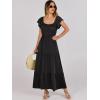 imageANRABESS Womens Casual Summer Maxi Dress Flutter Short Sleeve Scoop Neck Smocked A Line Flowy Beach Vacation Long DressesBlack
