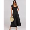 imageANRABESS Womens Casual Summer Maxi Dress Flutter Short Sleeve Scoop Neck Smocked A Line Flowy Beach Vacation Long DressesBlack
