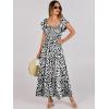imageANRABESS Womens Casual Summer Maxi Dress Flutter Short Sleeve Scoop Neck Smocked A Line Flowy Beach Vacation Long DressesBlack White Floral