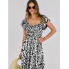 imageANRABESS Womens Casual Summer Maxi Dress Flutter Short Sleeve Scoop Neck Smocked A Line Flowy Beach Vacation Long DressesBlack White Floral