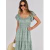 imageANRABESS Womens Casual Summer Maxi Dress Flutter Short Sleeve Scoop Neck Smocked A Line Flowy Beach Vacation Long DressesGreen Floral