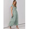 imageANRABESS Womens Casual Summer Maxi Dress Flutter Short Sleeve Scoop Neck Smocked A Line Flowy Beach Vacation Long DressesGreen Floral
