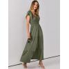 imageANRABESS Womens Casual Summer Maxi Dress Flutter Short Sleeve Scoop Neck Smocked A Line Flowy Beach Vacation Long DressesOlive