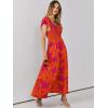 imageANRABESS Womens Casual Summer Maxi Dress Flutter Short Sleeve Scoop Neck Smocked A Line Flowy Beach Vacation Long DressesOrange Red Floral