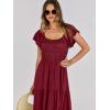 imageANRABESS Womens Casual Summer Maxi Dress Flutter Short Sleeve Scoop Neck Smocked A Line Flowy Beach Vacation Long DressesWine Red