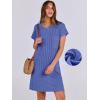 imageANRABESS Womens Casual Summer Ribbed Knit Tunic Tshirt Mini Dresses 2025 Trendy Crewneck Short Sleeve Beach Loose Shift DressBlue