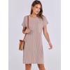 imageANRABESS Womens Casual Summer Ribbed Knit Tunic Tshirt Mini Dresses 2025 Trendy Crewneck Short Sleeve Beach Loose Shift DressDark Khaki