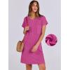 imageANRABESS Womens Casual Summer Ribbed Knit Tunic Tshirt Mini Dresses 2025 Trendy Crewneck Short Sleeve Beach Loose Shift DressHot Pink
