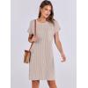 imageANRABESS Womens Casual Summer Ribbed Knit Tunic Tshirt Mini Dresses 2025 Trendy Crewneck Short Sleeve Beach Loose Shift DressKhaki