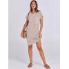imageANRABESS Womens Casual Summer Ribbed Knit Tunic Tshirt Mini Dresses 2025 Trendy Crewneck Short Sleeve Beach Loose Shift DressKhaki