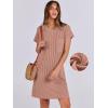 imageANRABESS Womens Casual Summer Ribbed Knit Tunic Tshirt Mini Dresses 2025 Trendy Crewneck Short Sleeve Beach Loose Shift DressLight Brown