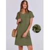 imageANRABESS Womens Casual Summer Ribbed Knit Tunic Tshirt Mini Dresses 2025 Trendy Crewneck Short Sleeve Beach Loose Shift DressOlive
