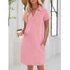 imageANRABESS Womens Casual Summer T Shirt Dress Short Sleeve V Neck Mini Shift Dresses 2025 Fashion Vacation Travel OutfitPink