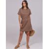 imageANRABESS Womens Dresses 2025 Summer Casual Short Sleeve Crew Neck Elastic Waist Mini T Shirt Dress with PocketsBrown