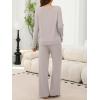 imageANRABESS Womens Fleece Pajama Sets 2 Piece Outfits Matching Lounge Set Casual Ribbed Knit Long Sleeve Pj 2025 Fall SleepwearBeige