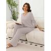 imageANRABESS Womens Fleece Pajama Sets 2 Piece Outfits Matching Lounge Set Casual Ribbed Knit Long Sleeve Pj 2025 Fall SleepwearBeige