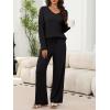 imageANRABESS Womens Fleece Pajama Sets 2 Piece Outfits Matching Lounge Set Casual Ribbed Knit Long Sleeve Pj 2025 Fall SleepwearBlack