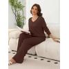 imageANRABESS Womens Fleece Pajama Sets 2 Piece Outfits Matching Lounge Set Casual Ribbed Knit Long Sleeve Pj 2025 Fall SleepwearDark Brown