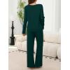 imageANRABESS Womens Fleece Pajama Sets 2 Piece Outfits Matching Lounge Set Casual Ribbed Knit Long Sleeve Pj 2025 Fall SleepwearDark Green