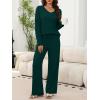 imageANRABESS Womens Fleece Pajama Sets 2 Piece Outfits Matching Lounge Set Casual Ribbed Knit Long Sleeve Pj 2025 Fall SleepwearDark Green