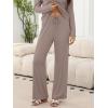 imageANRABESS Womens Fleece Pajama Sets 2 Piece Outfits Matching Lounge Set Casual Ribbed Knit Long Sleeve Pj 2025 Fall SleepwearKhaki