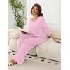 imageANRABESS Womens Fleece Pajama Sets 2 Piece Outfits Matching Lounge Set Casual Ribbed Knit Long Sleeve Pj 2025 Fall SleepwearPink