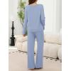 imageANRABESS Womens Fleece Pajama Sets 2 Piece Outfits Matching Lounge Set Casual Ribbed Knit Long Sleeve Pj 2025 Fall SleepwearSky