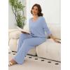 imageANRABESS Womens Fleece Pajama Sets 2 Piece Outfits Matching Lounge Set Casual Ribbed Knit Long Sleeve Pj 2025 Fall SleepwearSky