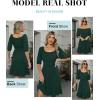 imageANRABESS Womens Half Sleeve Mini Dress 2025 Fall Square Neck Casual Flowy Wedding Guest Dresses Summer Beach Vacation OutfitsDark Green