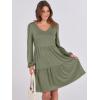 imageANRABESS Womens Long Sleeve Dress 2025 Fall Casual V Neck Tiered Flowy Short Dresses Beach Travel Vacation OutfitsArmy Green