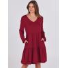 imageANRABESS Womens Long Sleeve Dress 2025 Fall Casual V Neck Tiered Flowy Short Dresses Beach Travel Vacation OutfitsBurgundy