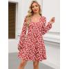 imageANRABESS Womens Long Sleeve Dress 2025 Fall Casual V Neck Tiered Flowy Short Dresses Beach Travel Vacation OutfitsFloral Red