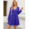 imageANRABESS Womens Long Sleeve Dress 2025 Fall Casual V Neck Tiered Flowy Short Dresses Beach Travel Vacation OutfitsRoyal Blue