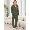 imageANRABESS Womens Lounge Set 2025 Fall 2 Piece Outfit Long Sleeve Pajamas Sets Henley Top ampamp Pants Loungewear ClothingArmy Green