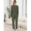 imageANRABESS Womens Lounge Set 2025 Fall 2 Piece Outfit Long Sleeve Pajamas Sets Henley Top ampamp Pants Loungewear ClothingArmy Green
