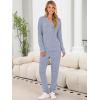 imageANRABESS Womens Lounge Set 2025 Fall 2 Piece Outfit Long Sleeve Pajamas Sets Henley Top ampamp Pants Loungewear ClothingBlue