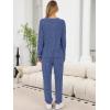 imageANRABESS Womens Lounge Set 2025 Fall 2 Piece Outfit Long Sleeve Pajamas Sets Henley Top ampamp Pants Loungewear ClothingDark Blue