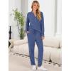imageANRABESS Womens Lounge Set 2025 Fall 2 Piece Outfit Long Sleeve Pajamas Sets Henley Top ampamp Pants Loungewear ClothingDark Blue