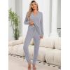 imageANRABESS Womens Lounge Set 2025 Fall 2 Piece Outfit Long Sleeve Pajamas Sets Henley Top ampamp Pants Loungewear ClothingGrey