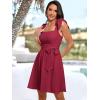 imageANRABESS Womens Sleeveless Tie Strap Mini Dress Summer Square Neck Smocked A Line Swing Elegant Cute Cocktail Short DressesDark Red