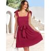 imageANRABESS Womens Sleeveless Tie Strap Mini Dress Summer Square Neck Smocked A Line Swing Elegant Cute Cocktail Short DressesDark Red