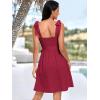imageANRABESS Womens Sleeveless Tie Strap Mini Dress Summer Square Neck Smocked A Line Swing Elegant Cute Cocktail Short DressesDark Red