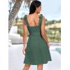 imageANRABESS Womens Sleeveless Tie Strap Mini Dress Summer Square Neck Smocked A Line Swing Elegant Cute Cocktail Short DressesGreen
