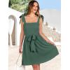 imageANRABESS Womens Sleeveless Tie Strap Mini Dress Summer Square Neck Smocked A Line Swing Elegant Cute Cocktail Short DressesGreen