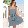imageANRABESS Womens Sleeveless Tie Strap Mini Dress Summer Square Neck Smocked A Line Swing Elegant Cute Cocktail Short DressesGrey Blue