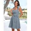 imageANRABESS Womens Sleeveless Tie Strap Mini Dress Summer Square Neck Smocked A Line Swing Elegant Cute Cocktail Short DressesGrey Blue