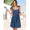 imageANRABESS Womens Sleeveless Tie Strap Mini Dress Summer Square Neck Smocked A Line Swing Elegant Cute Cocktail Short DressesNavy Blue